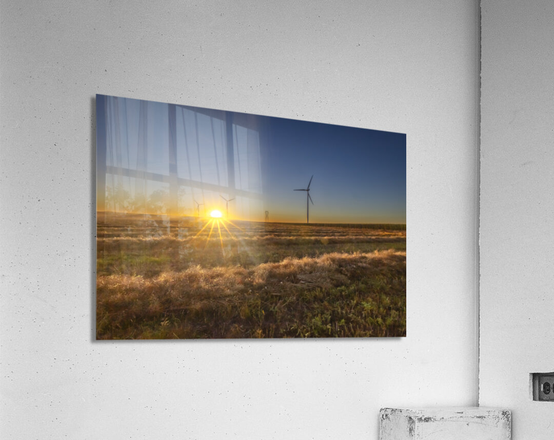 Sunset by the Wind Turbine Acrylic Print