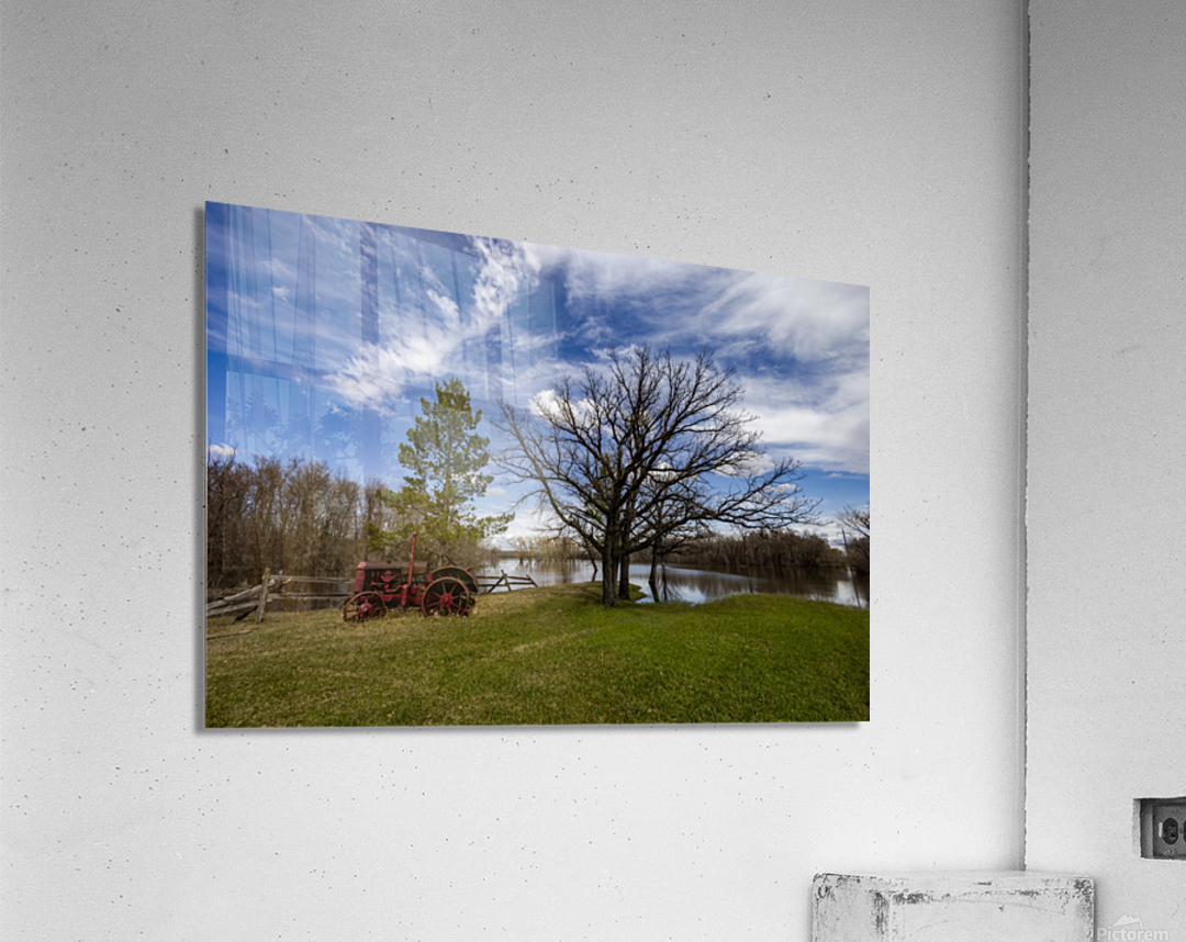 Old Tractor and Spring Flood Acrylic Print