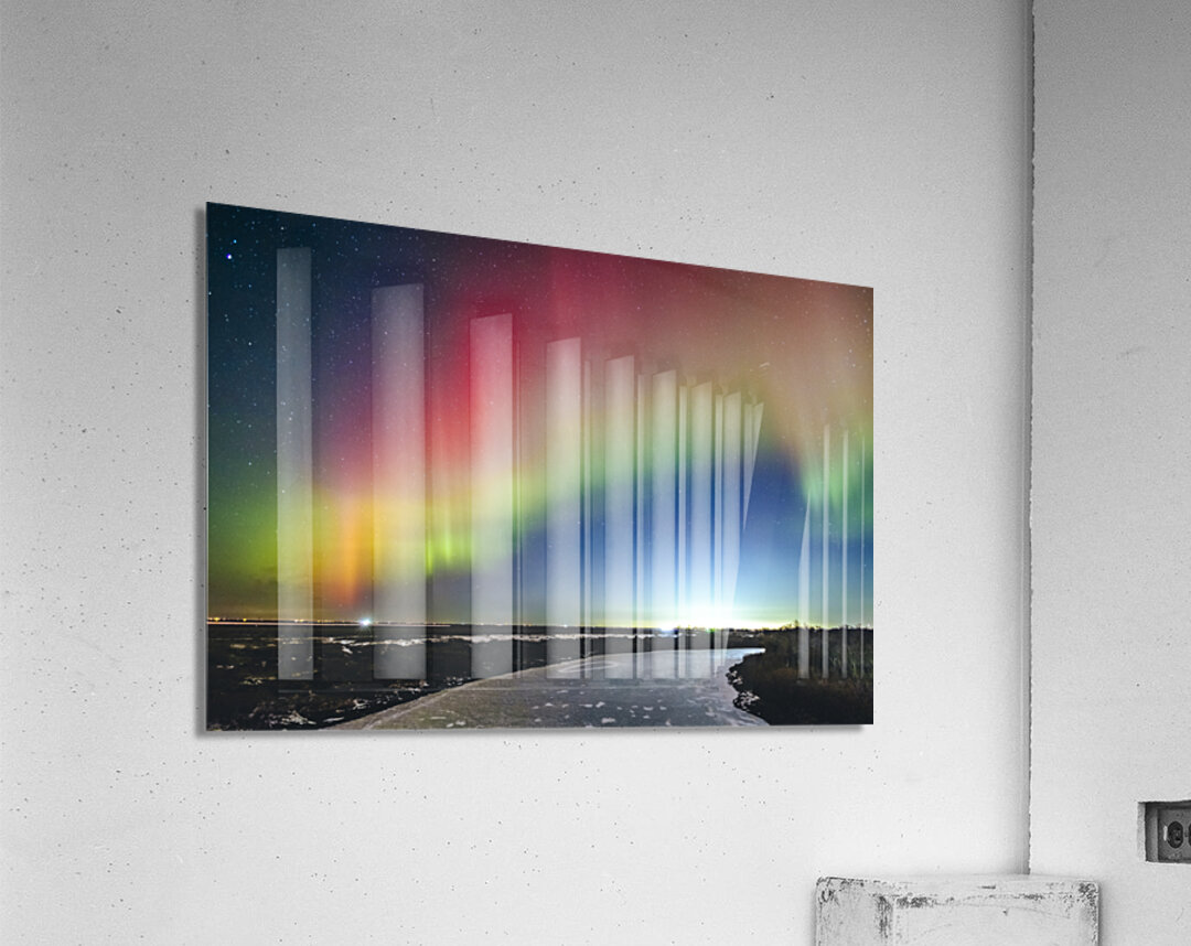 Rainbow Auroras Over The Red River Acrylic Print