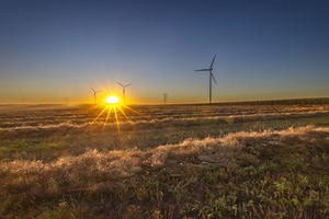 Sunset by the Wind Turbine