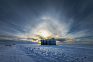 Sundogs Behind Grain Bins