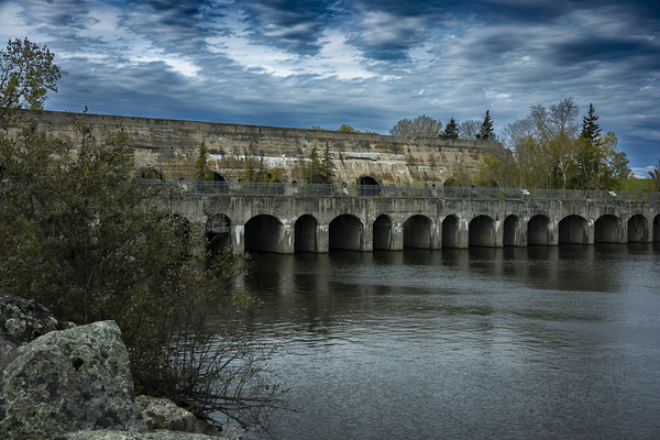 Pinawa Dam on a Cloudy Day Print