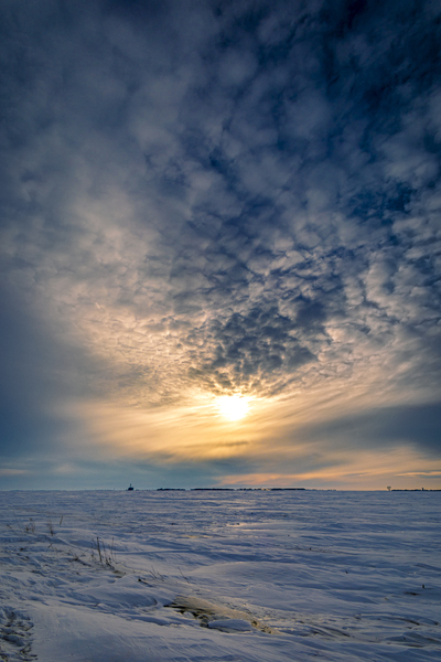 Sunset Over Winter Field Print