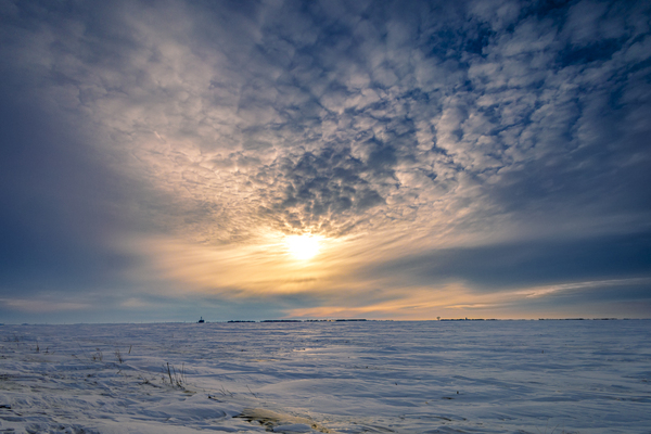 Sunset Over Winter Field Print