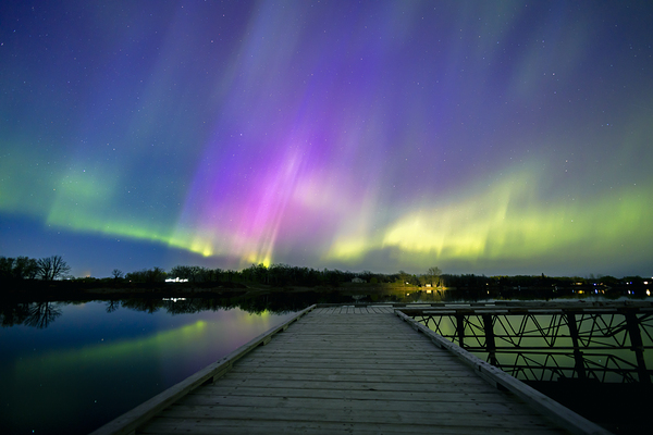 Auroras at the Dock Print