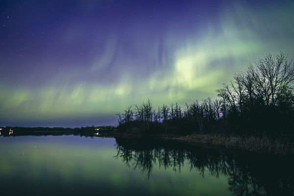 Northern Lights Over the Lake Print