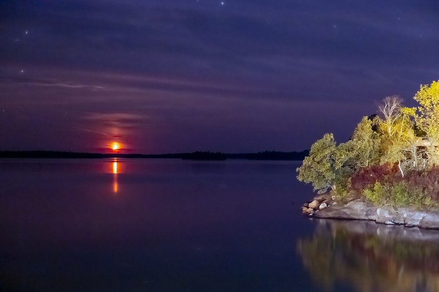 Moon Sets Over Shoal Lake  Print