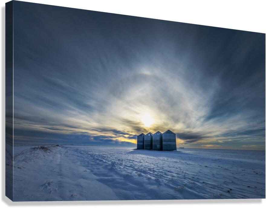 Sundogs Behind Grain Bins Canvas Print