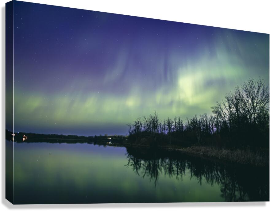 Northern Lights Over the Lake Canvas Print