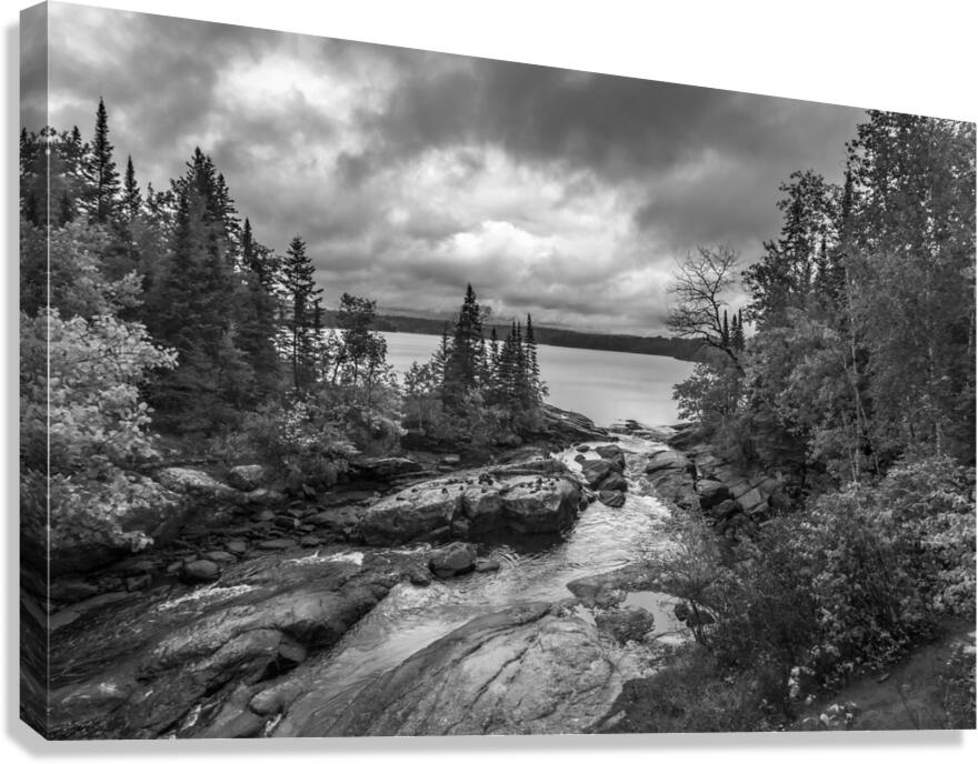 Tulabi Falls on a Rainy Day - B&W Canvas Print