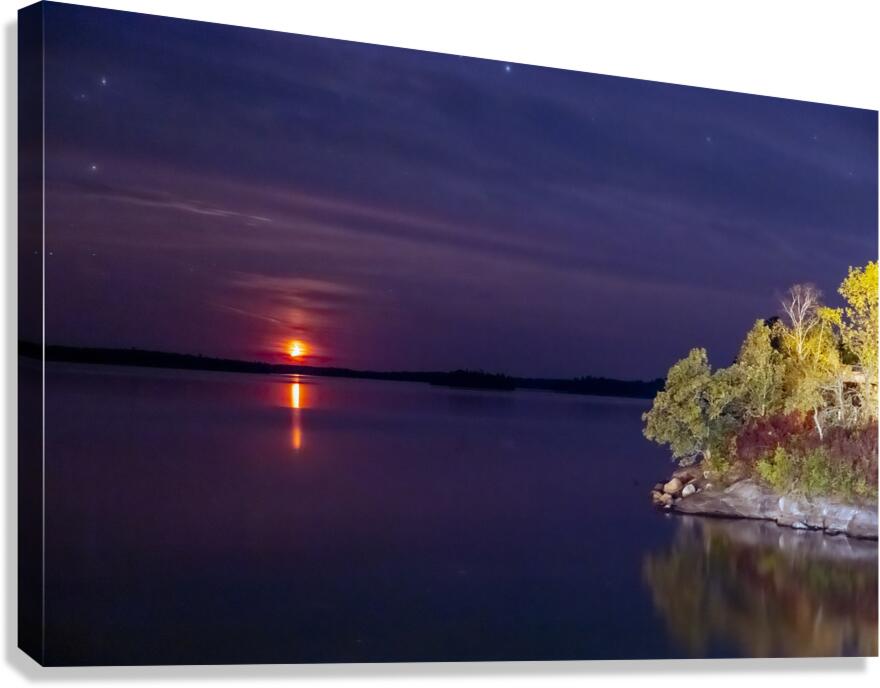 Moon Sets Over Shoal Lake Canvas Print