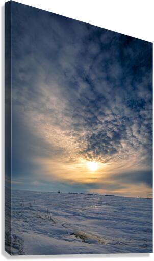 Sunset Over Winter Field Canvas Print
