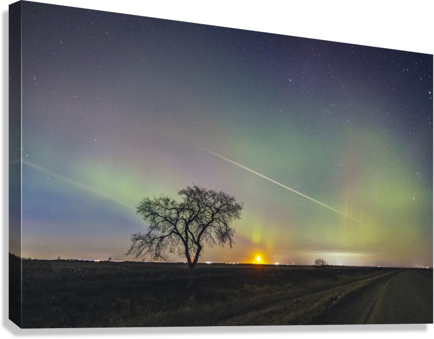 Moonrise Under Northern Lights Canvas Print