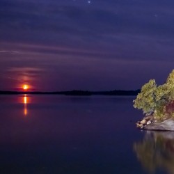 Moon Sets Over Shoal Lake