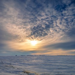 Sunset Over Winter Field