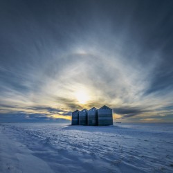 Sundogs Behind Grain Bins