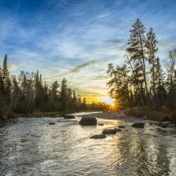 Sunset at Pine Point Rapids