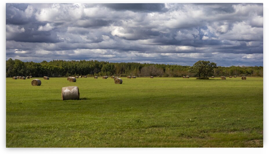 Haybales Under a Cloudy Sky by Marc Gilbert Photography
