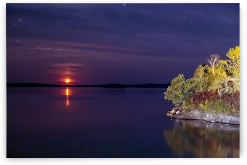 Moon Sets Over Shoal Lake by Marc Gilbert Photography