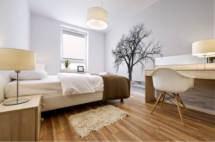 Lone Tree in Snowstorm Mural print