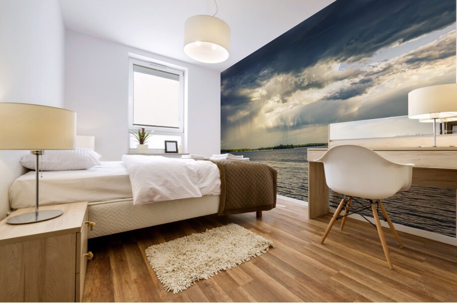 Rain on the Lake Mural print