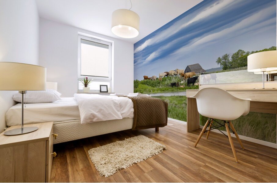 Cattle on a Hill Mural print