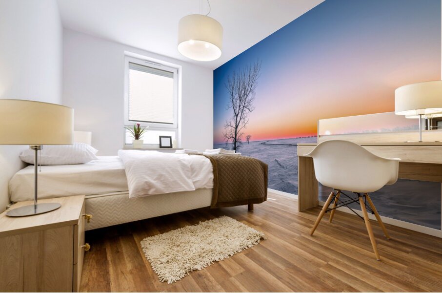 Lone Tree at Sunrise Mural print