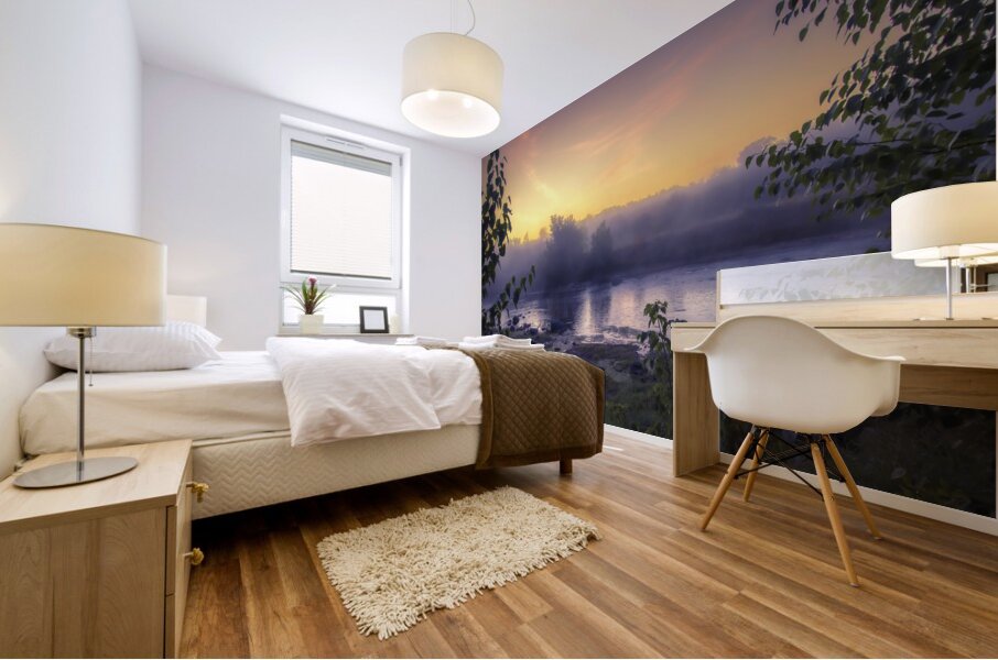 Foggy Sunrise on the Roseau River Mural print