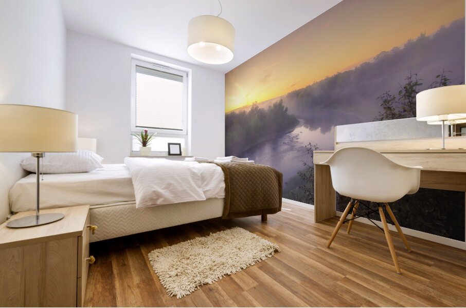 Foggy Sunrise on the Roseau River Mural print