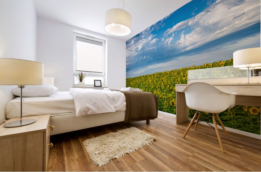 Sunflowers on a Cloudy Day Mural print