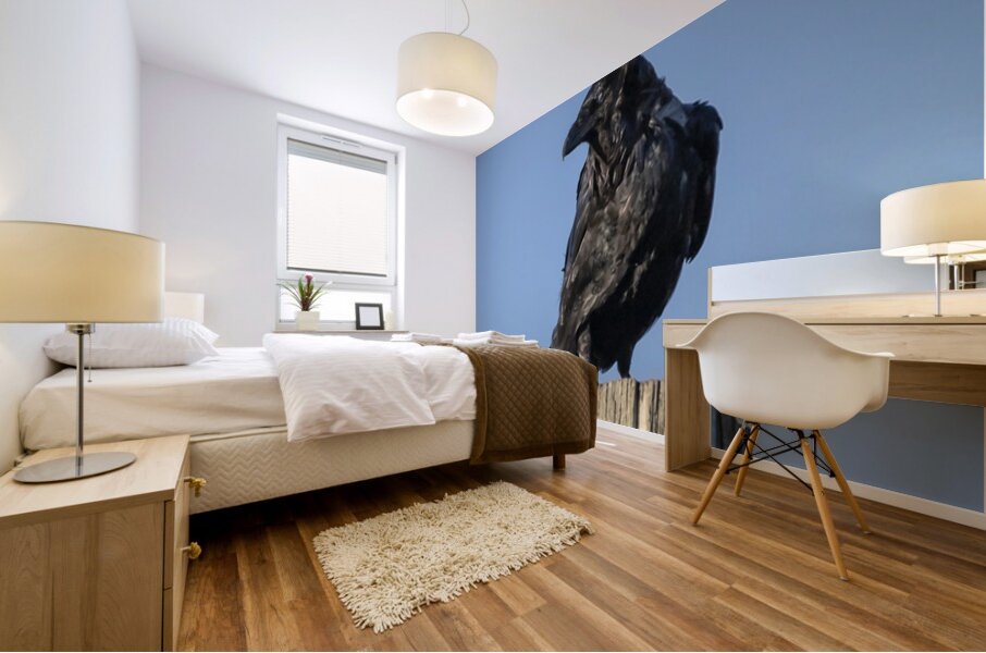 Raven on a Post Mural print