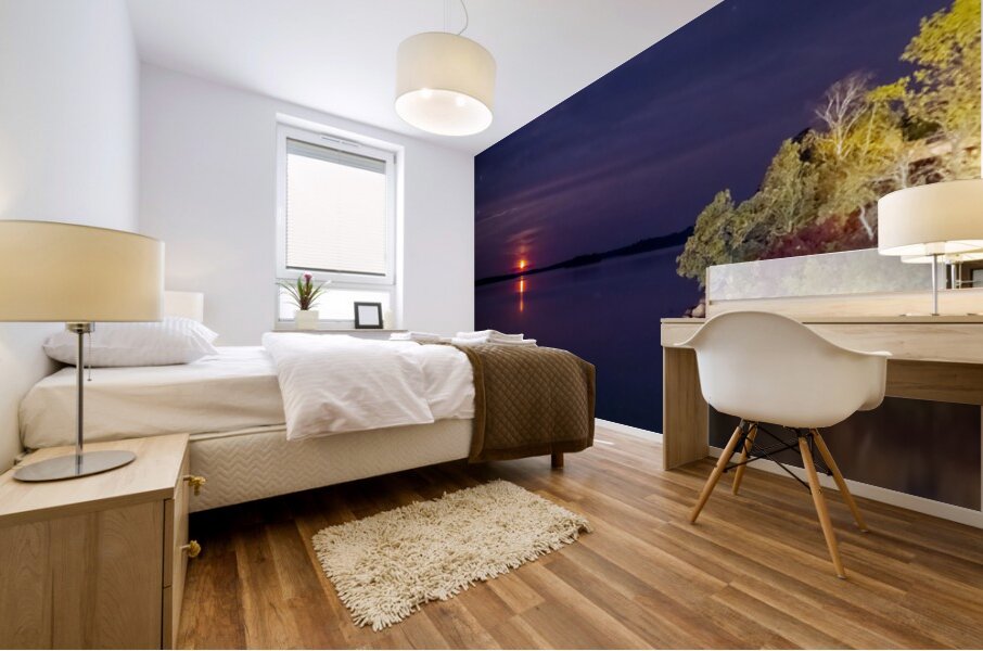 Moon Sets Over Shoal Lake Mural print