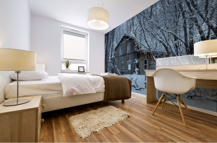 Maison Goulet in First Snow Mural print