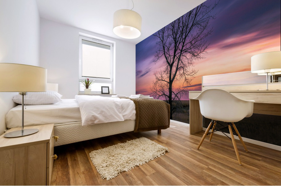 Lone Tree at Sunrise Mural print