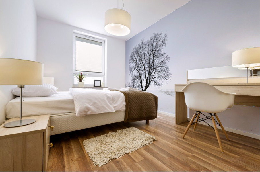 Lone Tree in Hoarfrost Mural print