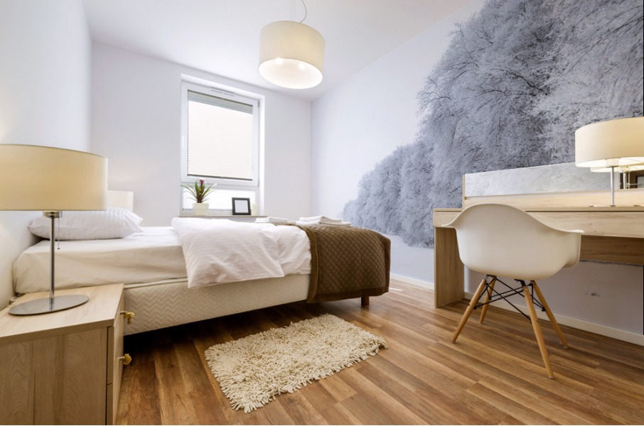 Tree Row in Hoarfrost Mural print