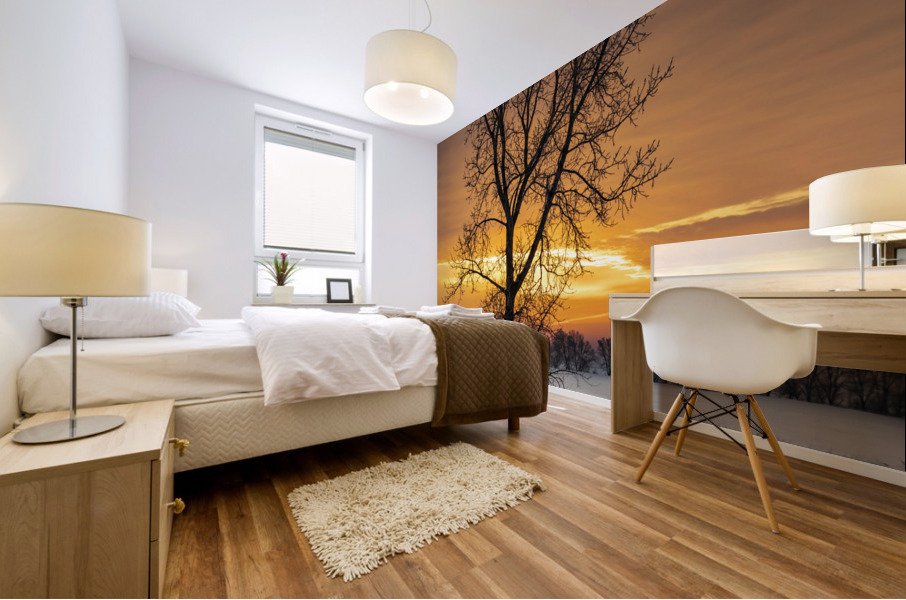 Lone Tree at Sunrise Mural print