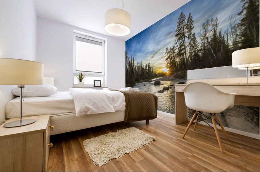 Sunset at Pine Point Rapids Mural print