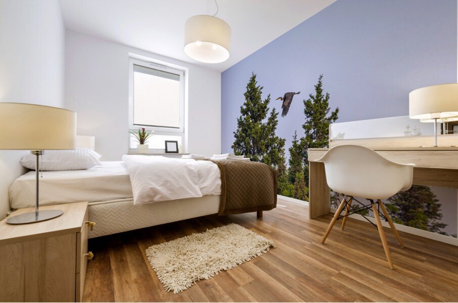 Blue Heron Over the Canopy Mural print