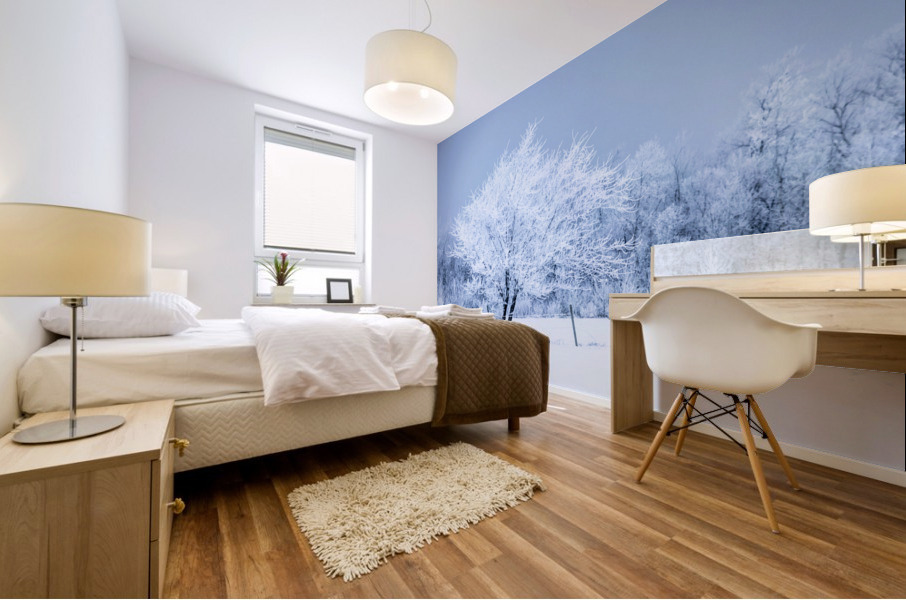 Lone Tree in Hoarfrost Mural print