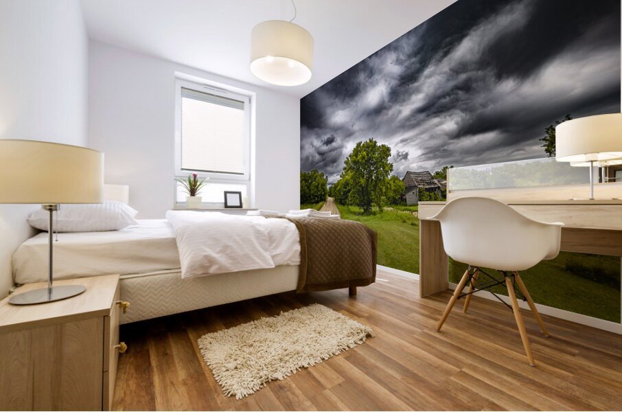 Old Barn on a Stormy Day Mural print