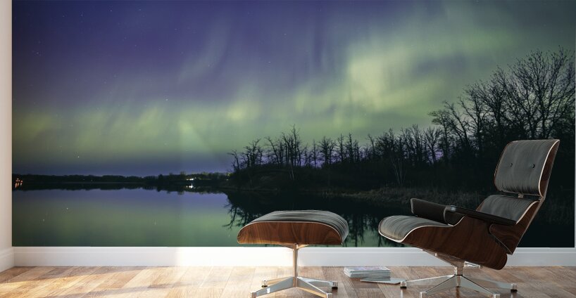 Northern Lights Over the Lake Wall Murals