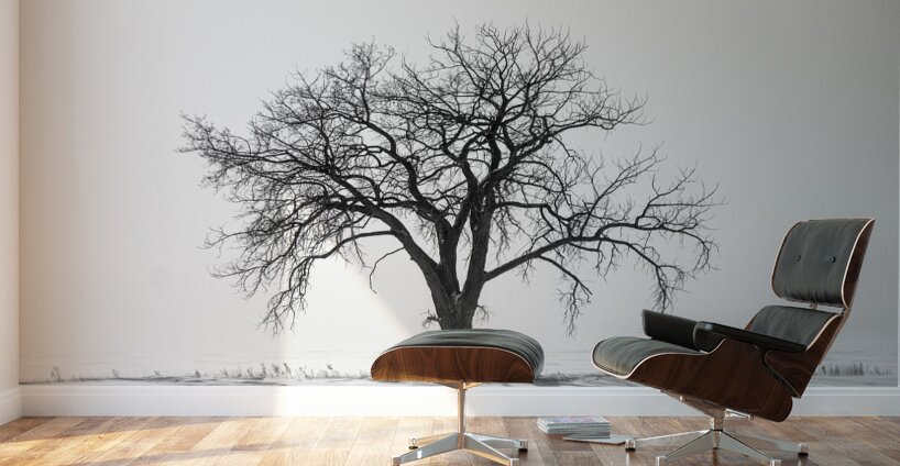Lone Tree in Snowstorm Wall Murals