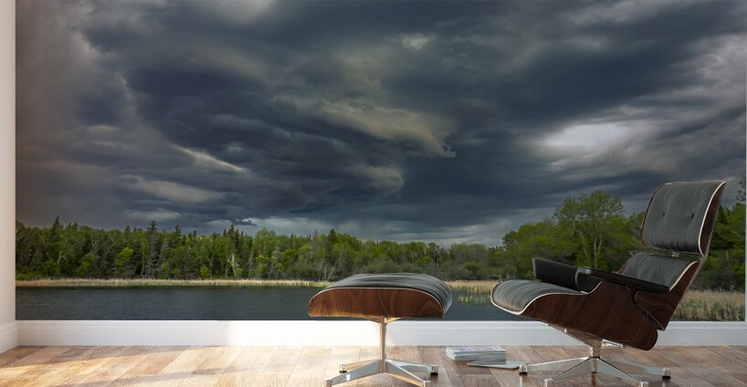 Sunset Under Stormy Sky Wall Murals