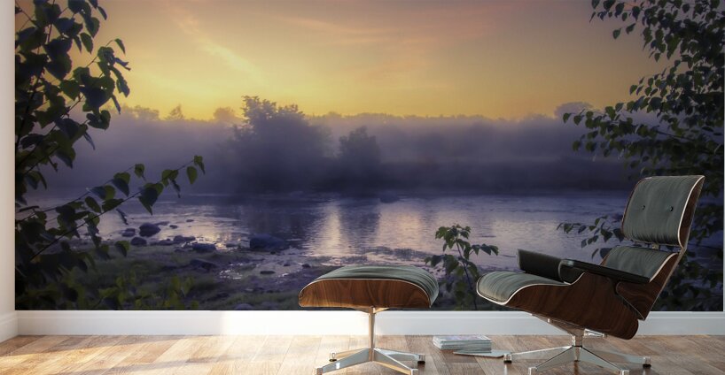 Foggy Sunrise on the Roseau River Wall Murals