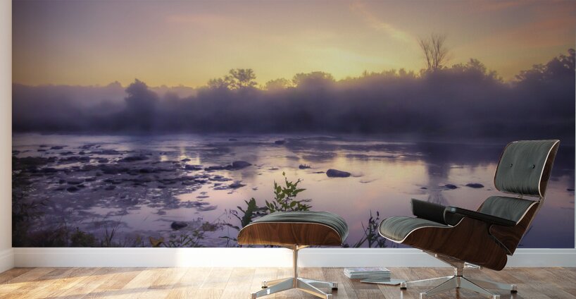 Foggy Sunrise on the Roseau River Wall Murals