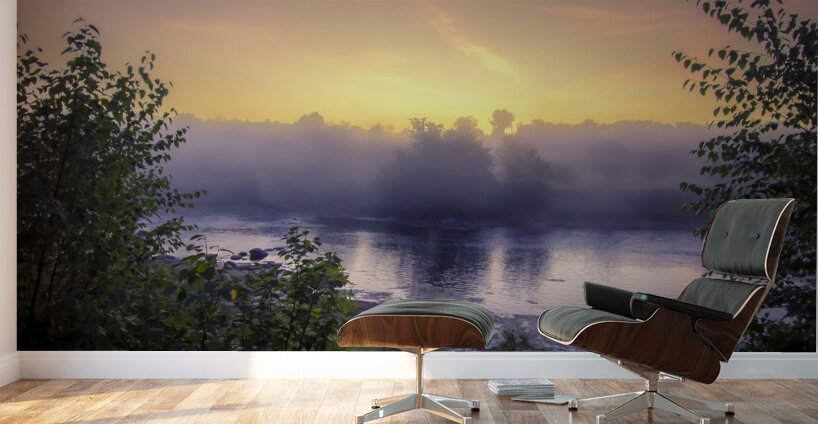 Foggy Sunrise on the Roseau River Wall Murals
