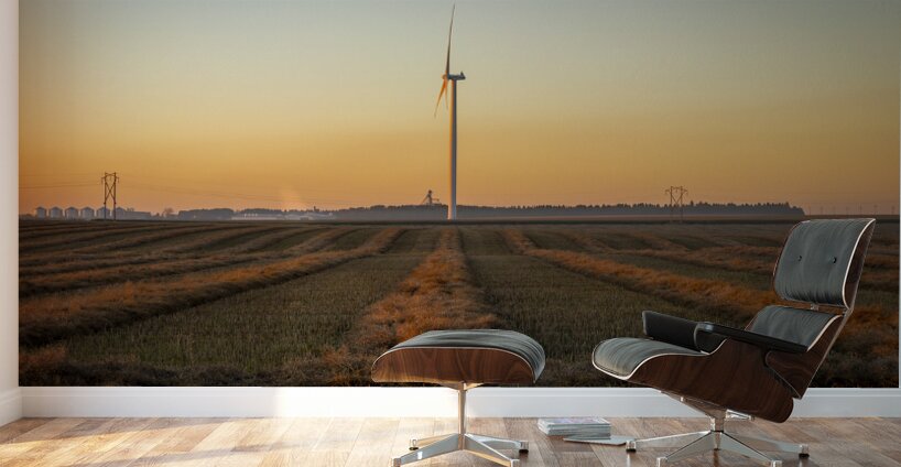 Wind Turbines at Sunset Wall Murals