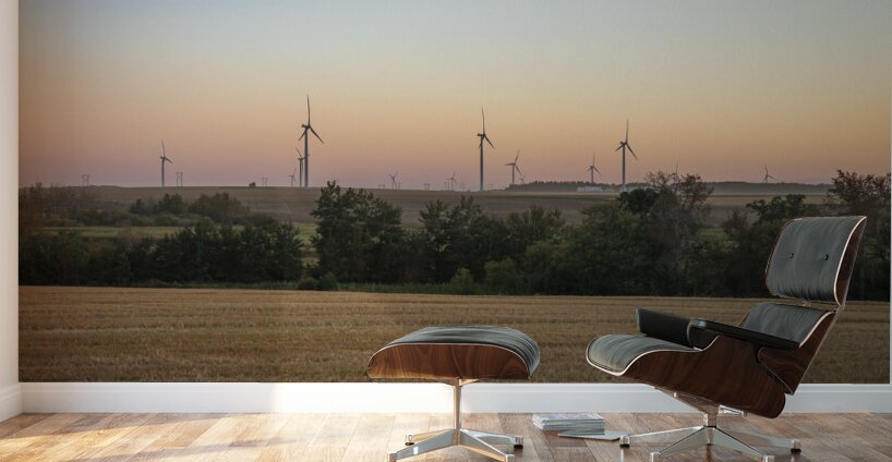 Wind Turbines at Sunset Wall Murals