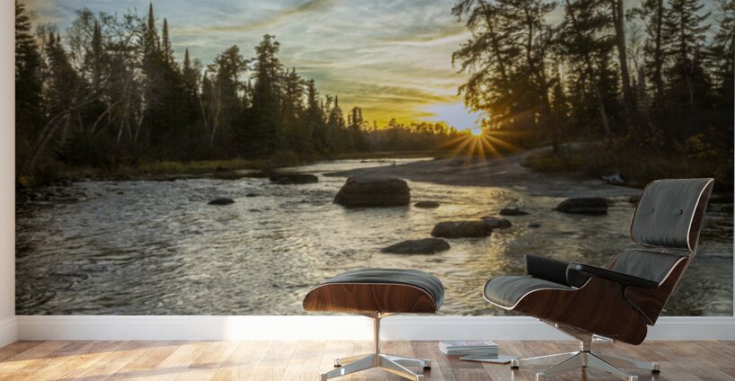 Sunset at Pine Point Rapids Wall Murals